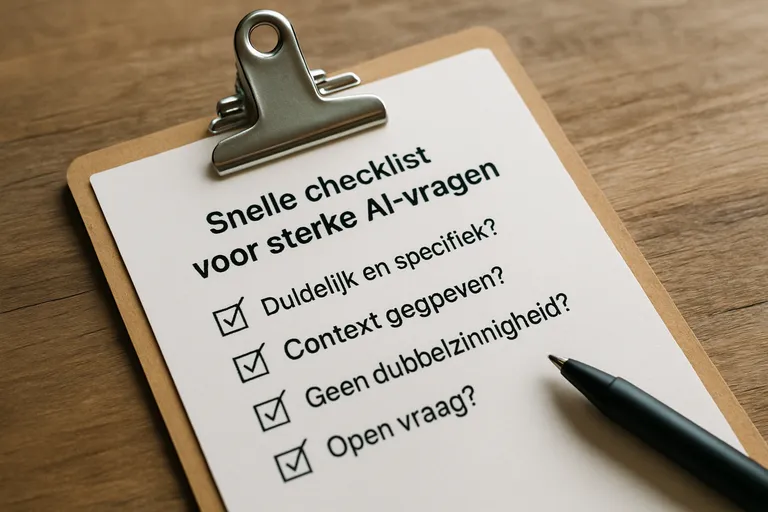 Snelle checklist voor sterke AI-vragen
