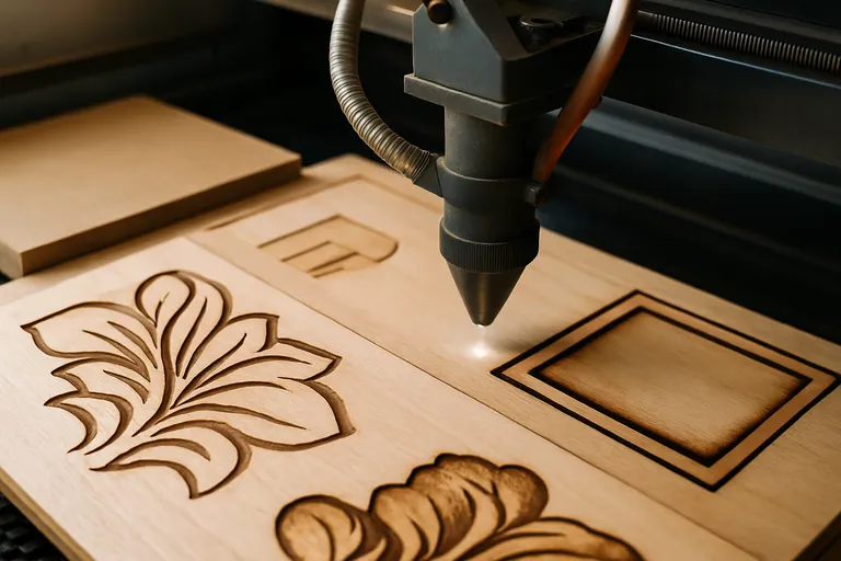 Strakke sneden en diepe gravures in hout met laserbewerking voor een professionele afwerking